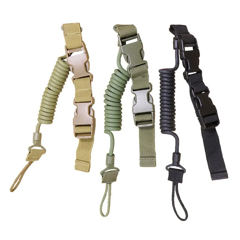 Retractable Tactical Spring Lanyard Multifunctional Anti Lost Anti Snatch Strap For Military Fans Outdoor Training Accessory