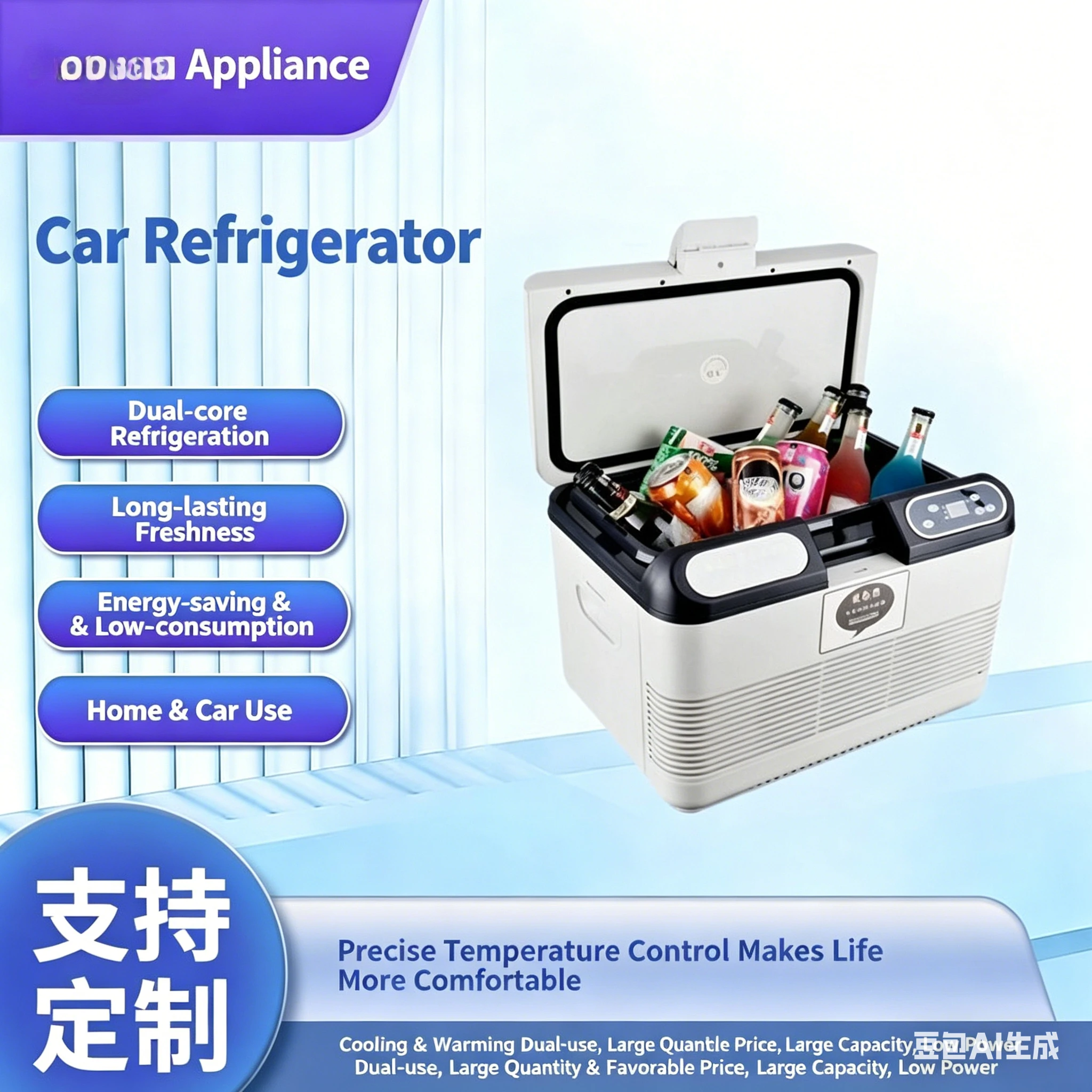 

15L car mini refrigerator, beverage medicine, fruit and vegetable cosmetics, refrigeration and thermal