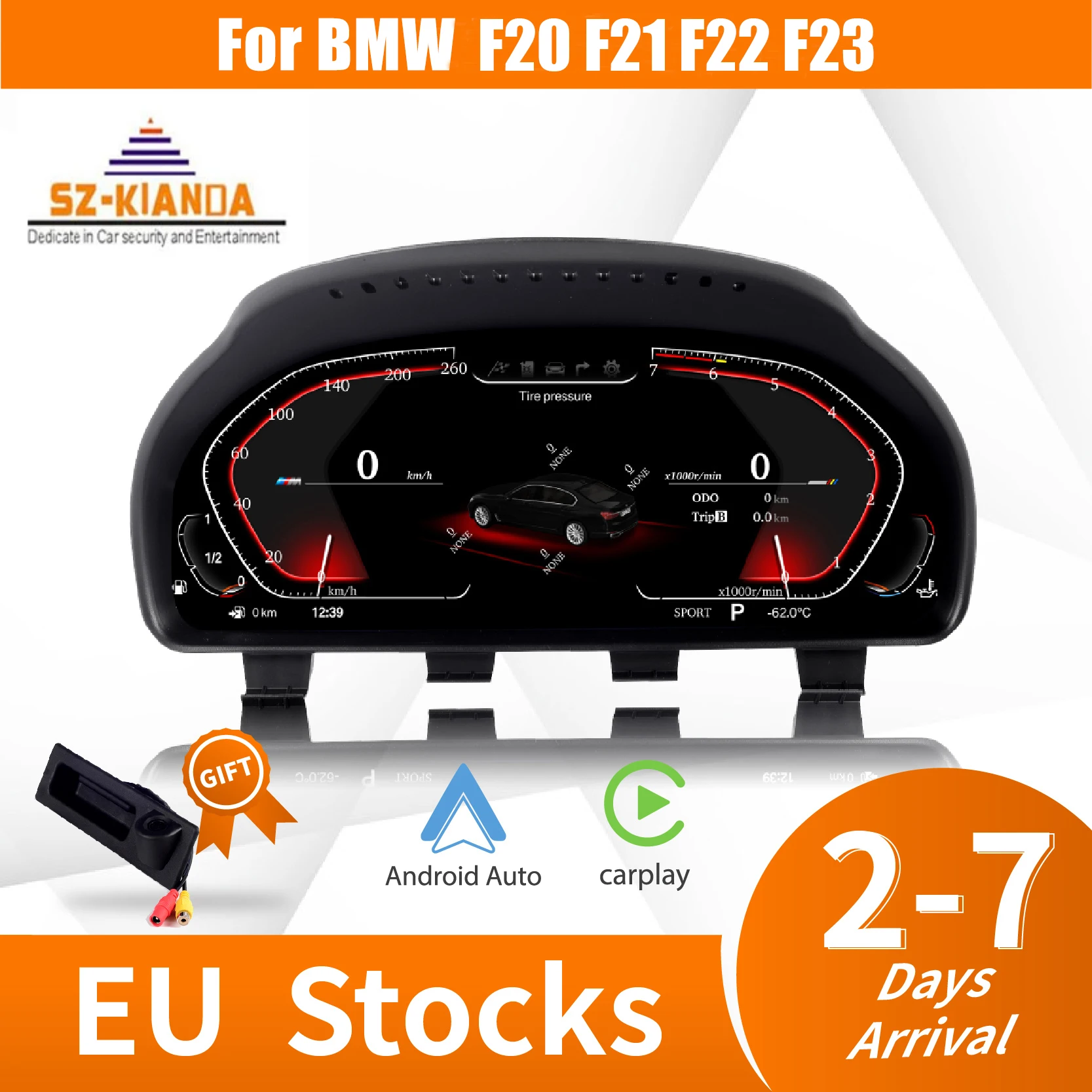 

2023 latest 12.3" LCD Dashboard Panel Virtual CockPit Speedometer for BMW Series 1 2 F20 F21 F22 F23 Digital instrument Cluster