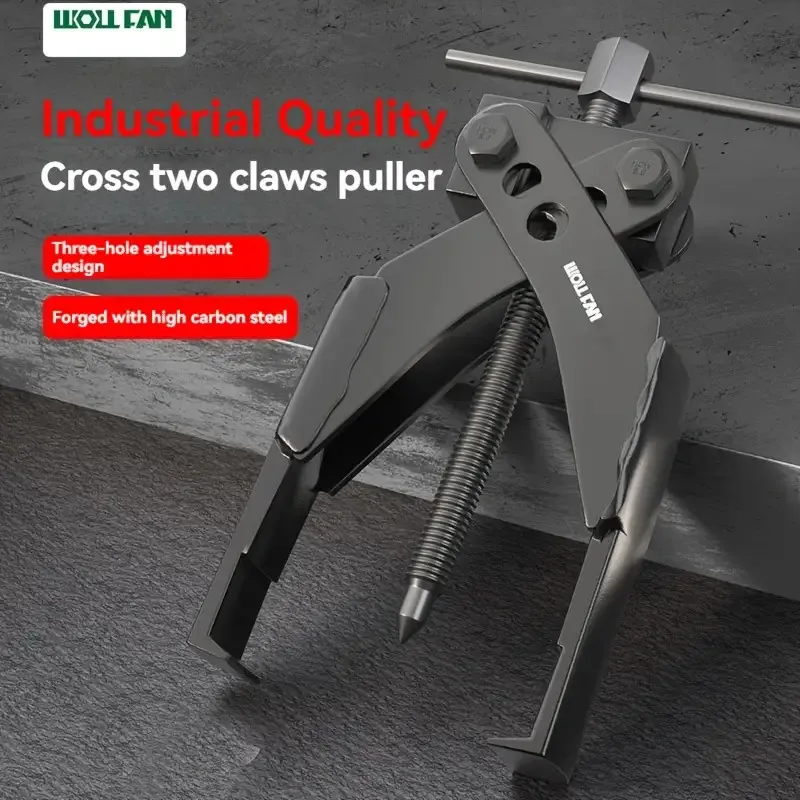 ‌Cross Spiral Two-Jaw Puller - Forged Steel Bearing Remover for Automotive Repair, Driveshaft/Gear Disassembly Tool Kit