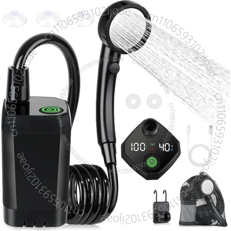 

Душ для кемпинга, дисплей температуры, 6000 мАч, перезаряжаемый портативный душ для кемпера, электрический душ с двойным скоростным режимом для улицы