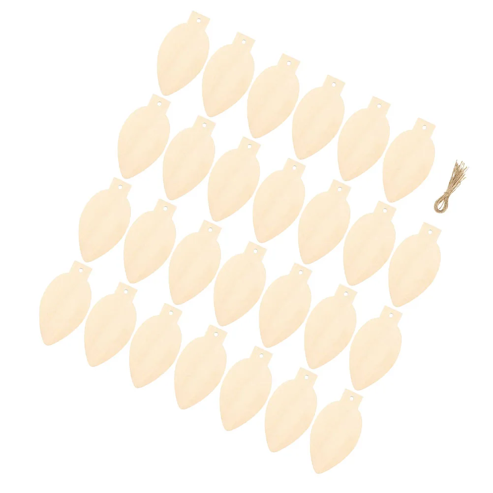 

50 Pcs Christmas Decoration Unfinished Light Bulb Slices Basswood Diy Supplies Christmas Wooden Cutouts Hanging Ornament