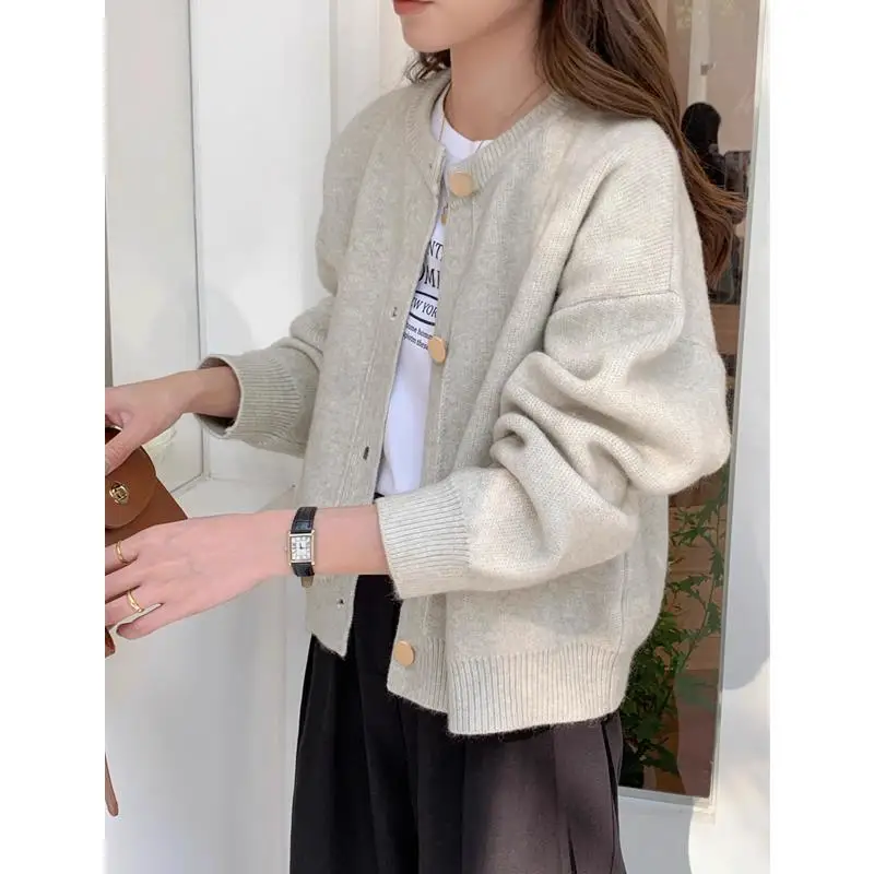 

Вязаный кардиган, женская одежда, осень-зима 2021, корейская версия, элегантный и модный топ-куртка на пуговицах, свитер