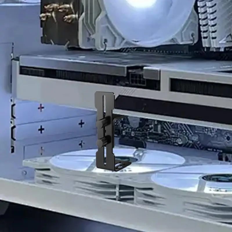 แชสซีสีดํา 12 ซม. ตําแหน่งพัดลมวงเล็บการ์ดกราฟิก 6-96 มม. เลื่อนสแตนเลสปรับได้ป้องกันการหย่อนคล้อย