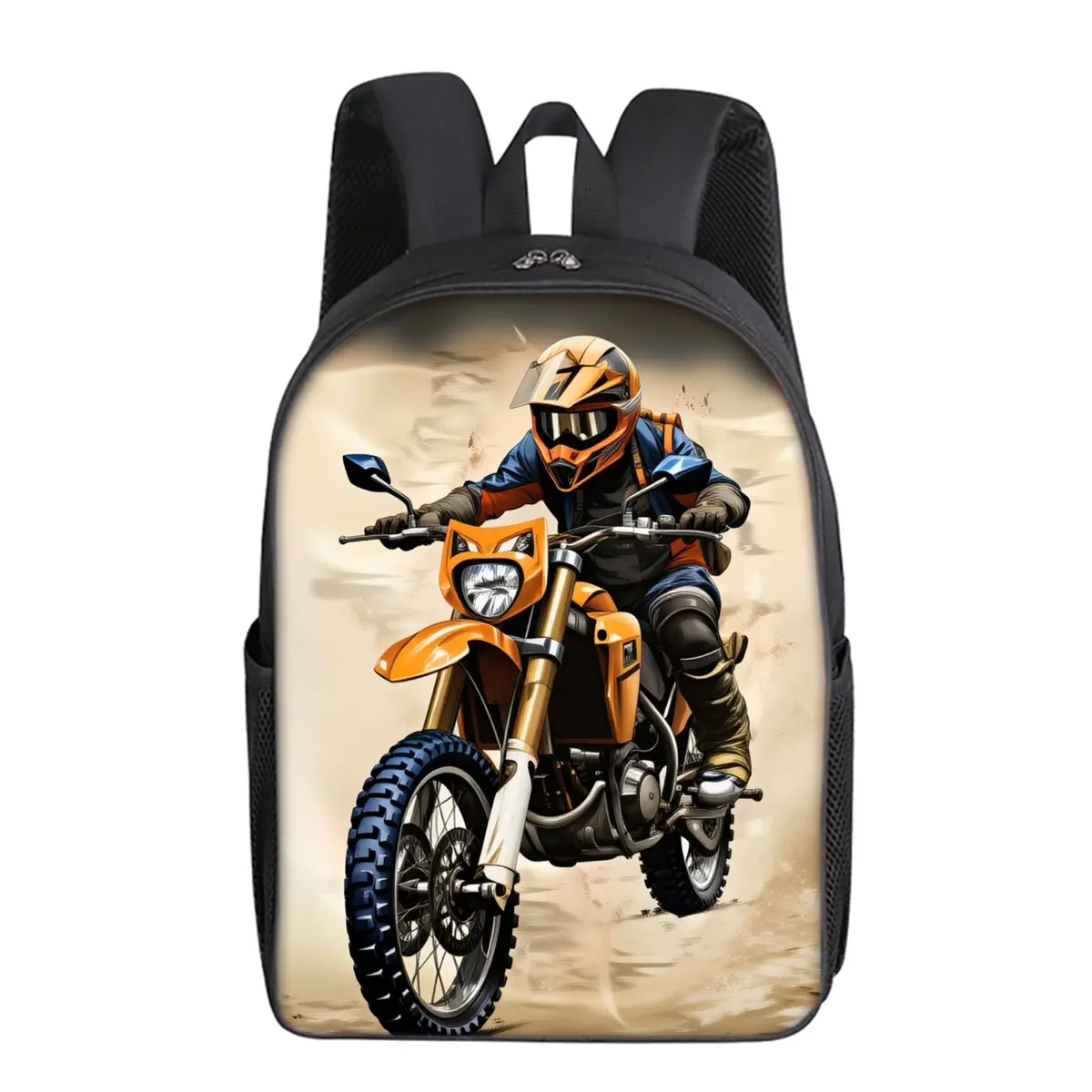 

Cool Motorcycle Printing Single Layer Backpack for Boy and Girls Best Gifts 2D Flat Cartoon School Bags for Children