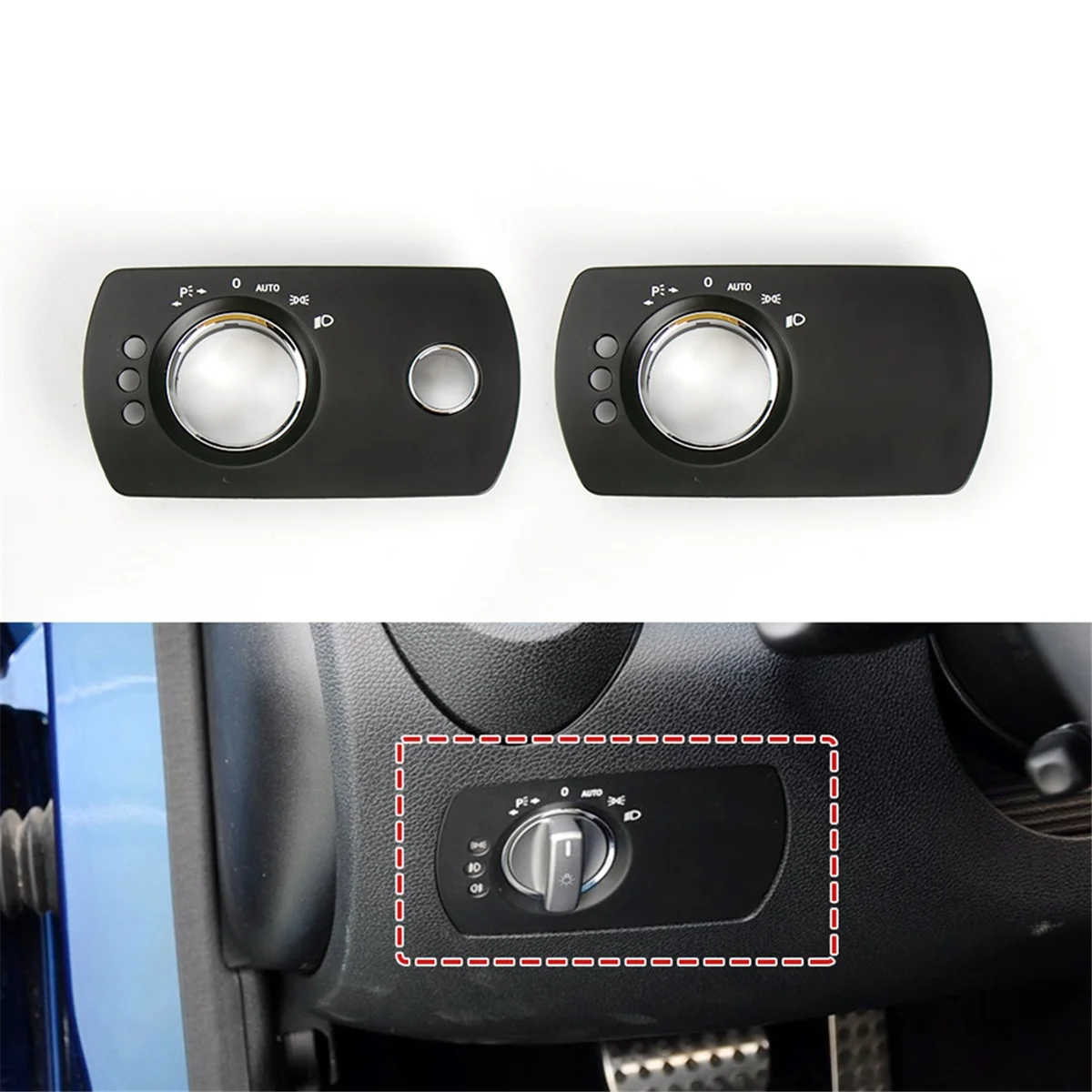 Novo painel de interruptor de farol guarnição painel de botão de lâmpada principal para classe ml w164 4 furos