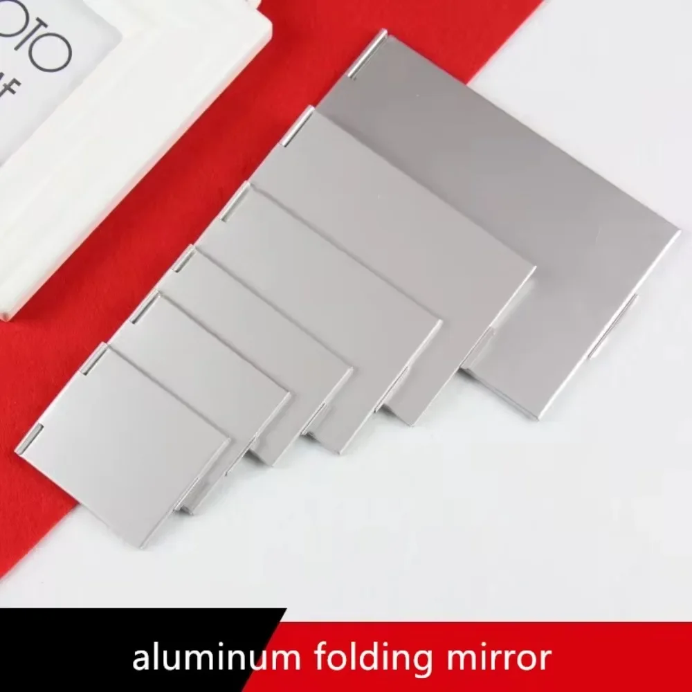 Portable Cosmetics Mirror Aluminum Folding Compact Pocket Makeup Mirror Hand Standing Small Mirror Vanity Makeup Tools