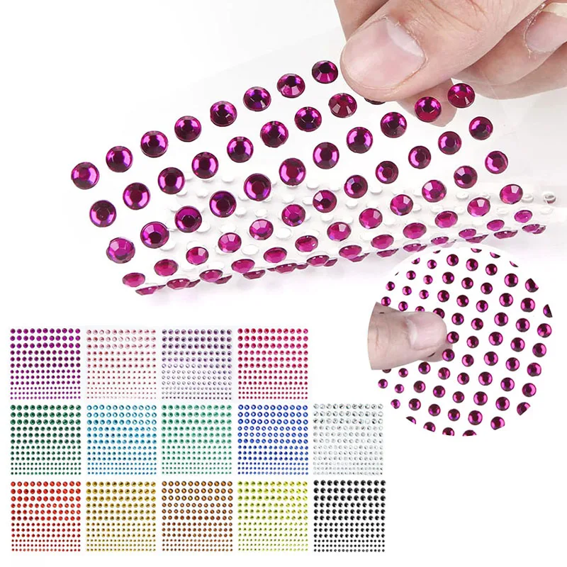 Self Adhesive Rhinestone Gem Stickers For Face Nail Body Makeup Festival Bling Jewel Stickers Earrings Kids DIY Craft Decoration