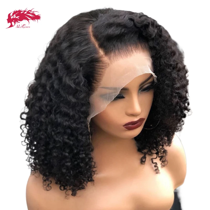 Wig rambut manusia Bob pendek gelombang dalam, Wig renda lurus 13x4 untuk wanita, Wig Bob tulang sebelum dipetik, renda transparan 4x 4/5x5