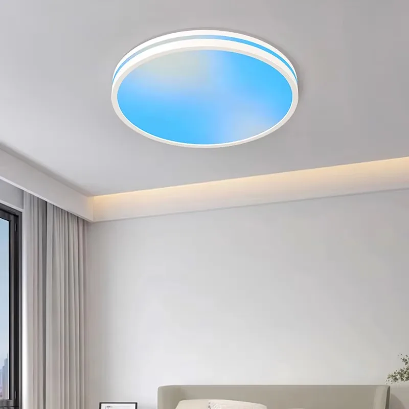 Modern Sunset Evening Sky Blue LED Ceiling Lamp Full Spectrum Smart Home Light Eye Protection Simple Design Kitchen White Shade