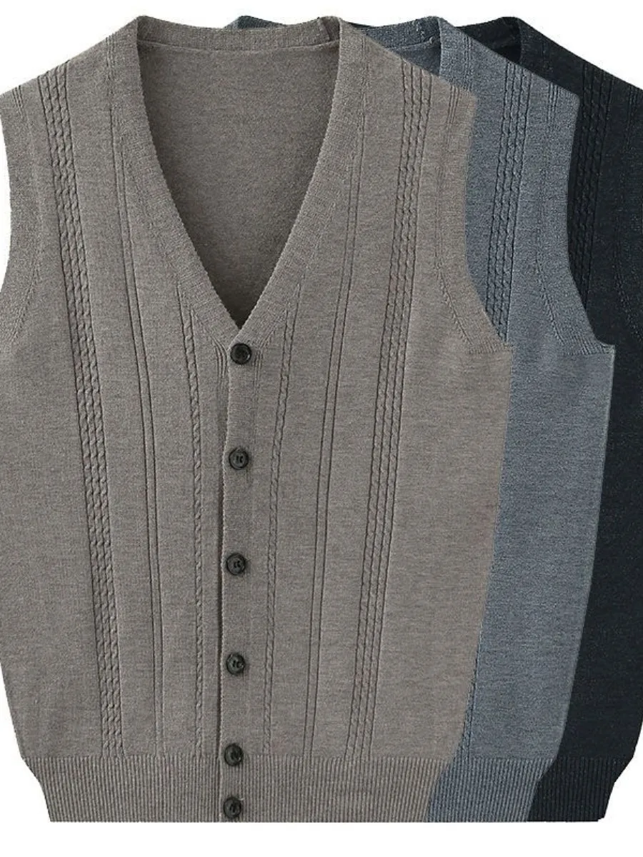 

Larger Size Color Casual Vest for Middle-Aged Men Busin Leisure Dad Jaet Knitted Sweater oulder Pad M Red