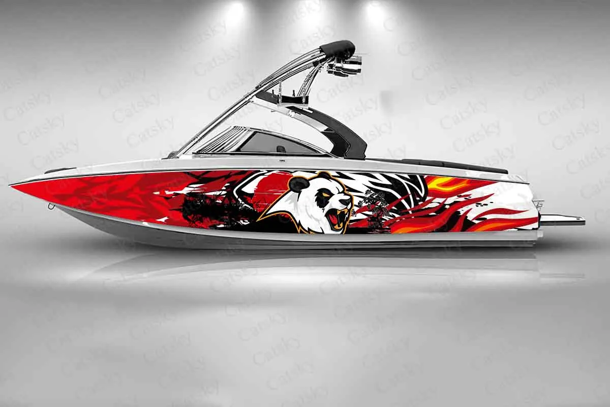 Fierce Panda Graffiti Abstract Design Boat Fashion Sticker Packaging Fish Vessels Waterproof Custom Sticker Wrap Vinyl Decal