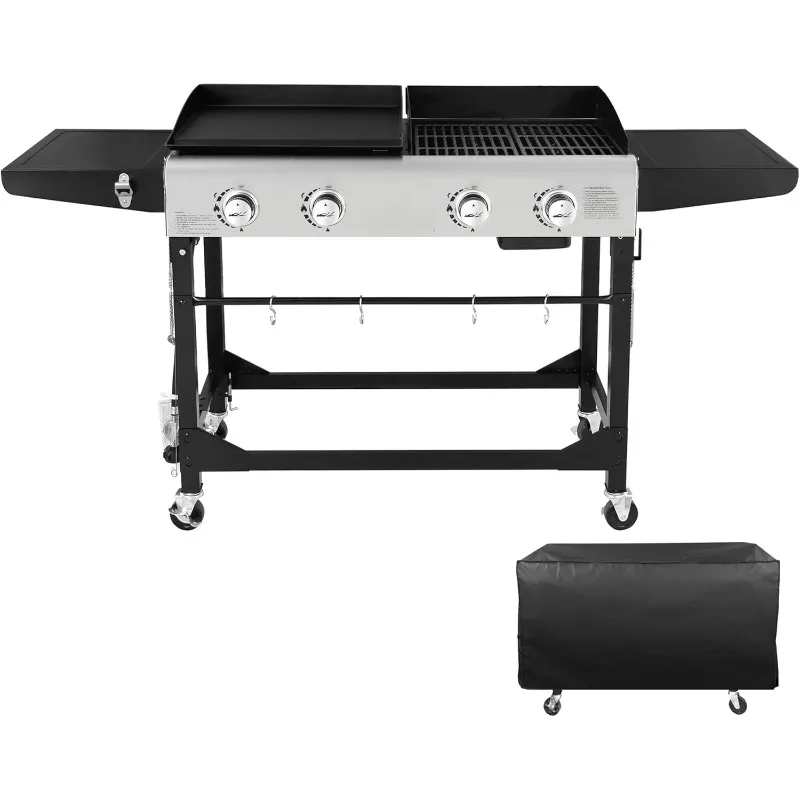 Gourmet Burner Portable Gas Grill and Griddle Combo with Cover