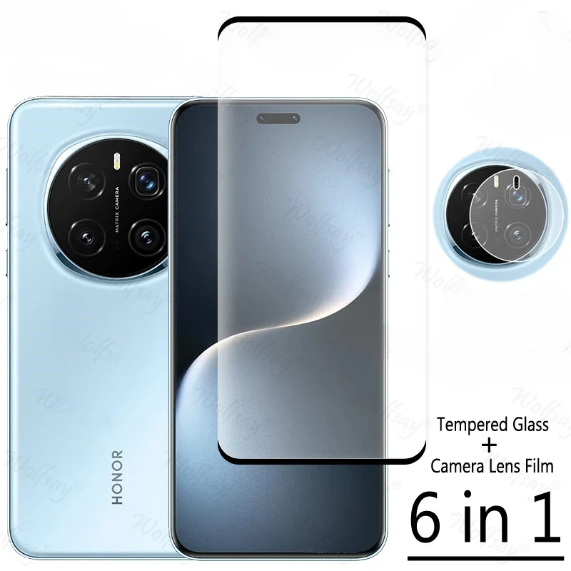 Vidrio templado de cubierta completa 6 en 1 para Honor Magic 7 Pro Protector de pantalla Magic 7 5 6 Lite Pro cristal de cámara para Honor Magic 7 Glass