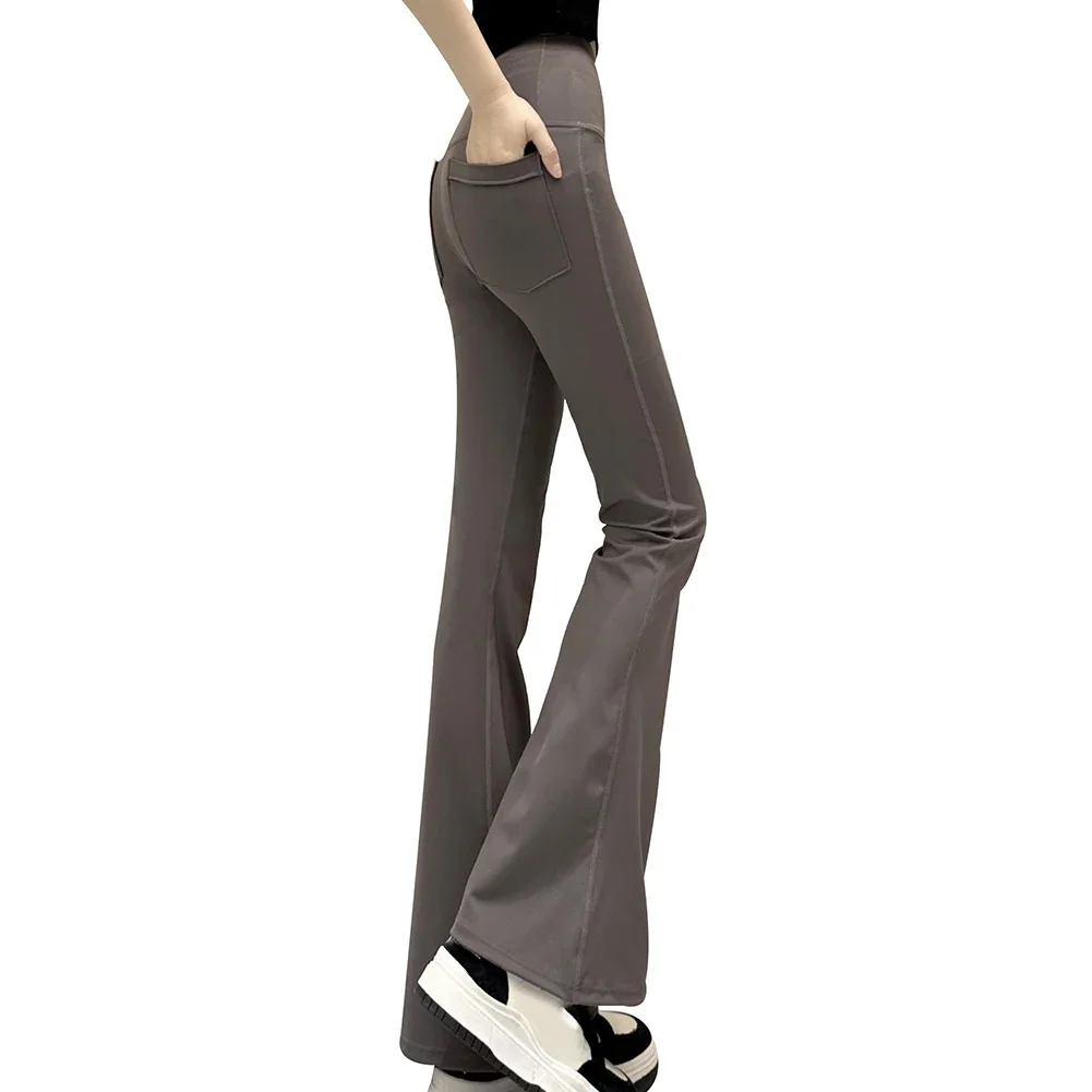 Bell Bottoms Leggings de cintura alta para outono e inverno sólido novo poliéster feminino regular para uso diário