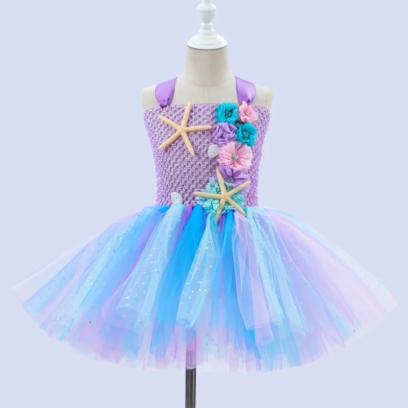 Princess Mermaid Dress for Girls  Light Up Ocean Themed Birthday Party Tutu Dress Clothes Halloween Costume for Kids Vestidos