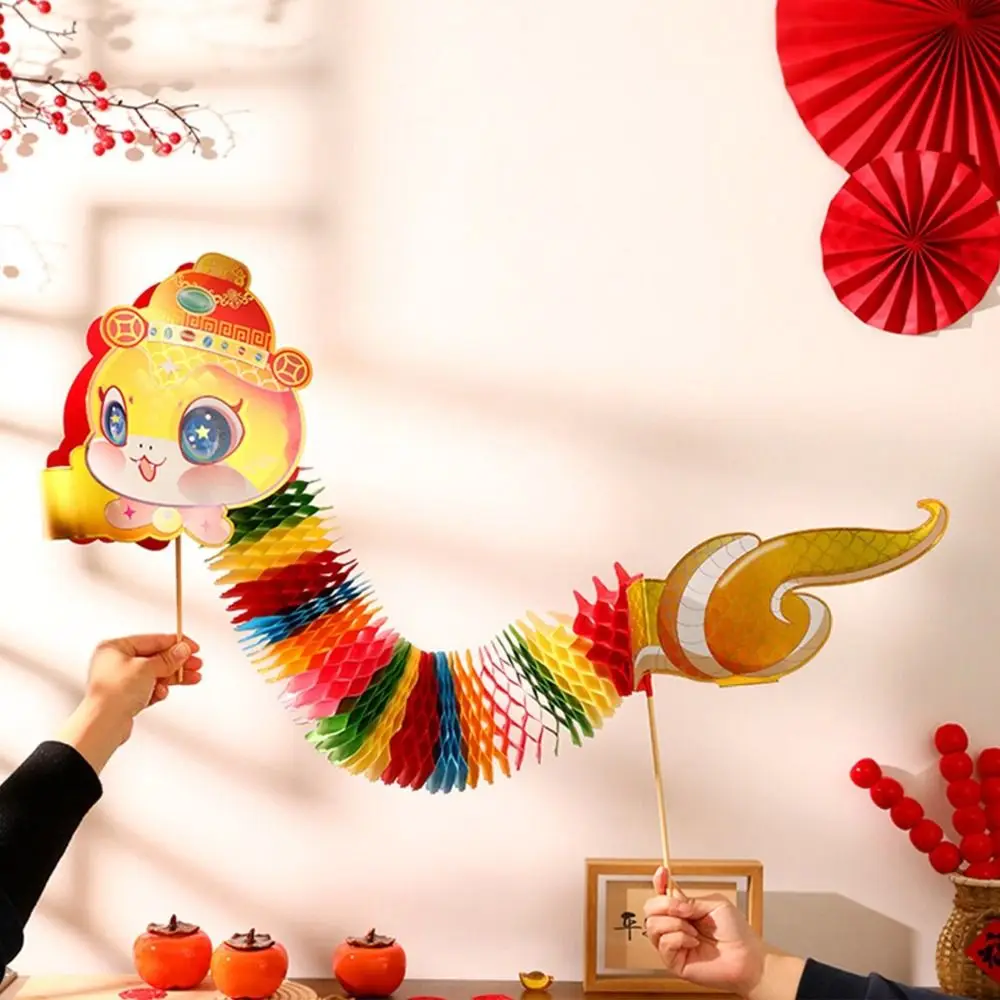 Creative Cartoon Chinese Paper Dance Snake Handmade Cute 2025 Snake Year Ornaments 3D DIY Dragon Snake Toy Celebration Party