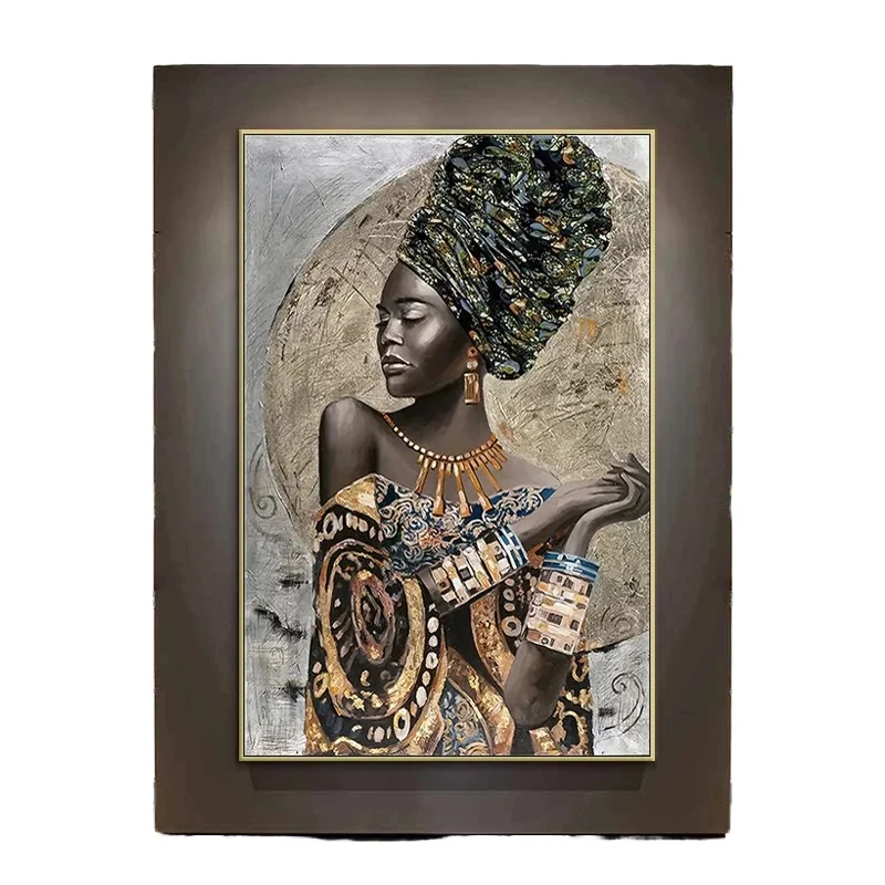 

Hot Sales Custom-Size Abstract African Woman Painting Canvas Modern Style Wall Art Poster Prints For Living Room Home Decor