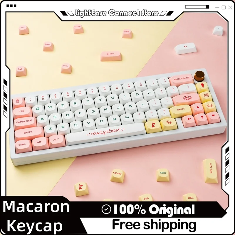 Macaron Style Keycap 122 Keys Ma Height Thermal Sublimation Pbt Material Mechanical Keyboard Cap Cute Girls Customized Shading