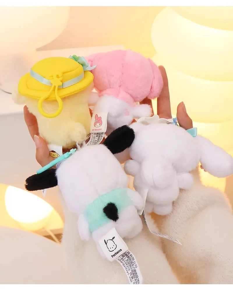 Original Lizenzierte Sanrio Plüsch-Schlüsselanhänger, Blumenmuster Hello Kitty & Cinnamoroll Weiche Flauschige Puppen-Anhänger, Niedlicher Taschenanhänger, Perfektes Geschenk – Detail 7