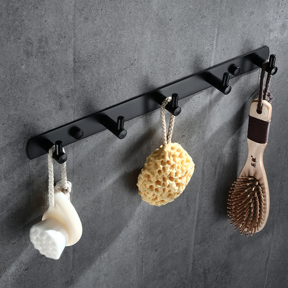 Wall-mounted porta gancho de parede toalheiro roupão prateleira chave saco chapéu roupas casaco gancho para banheiro e acessórios de cozinha