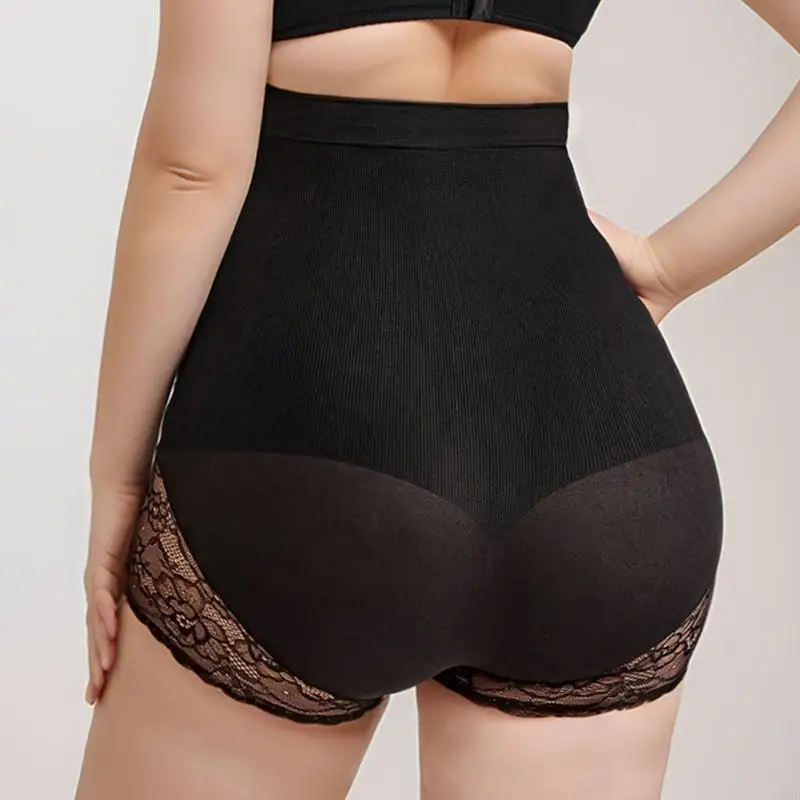 Y3NE High Waist Underwear Compression Lace Accent Shapewear Panties Safety Shorts