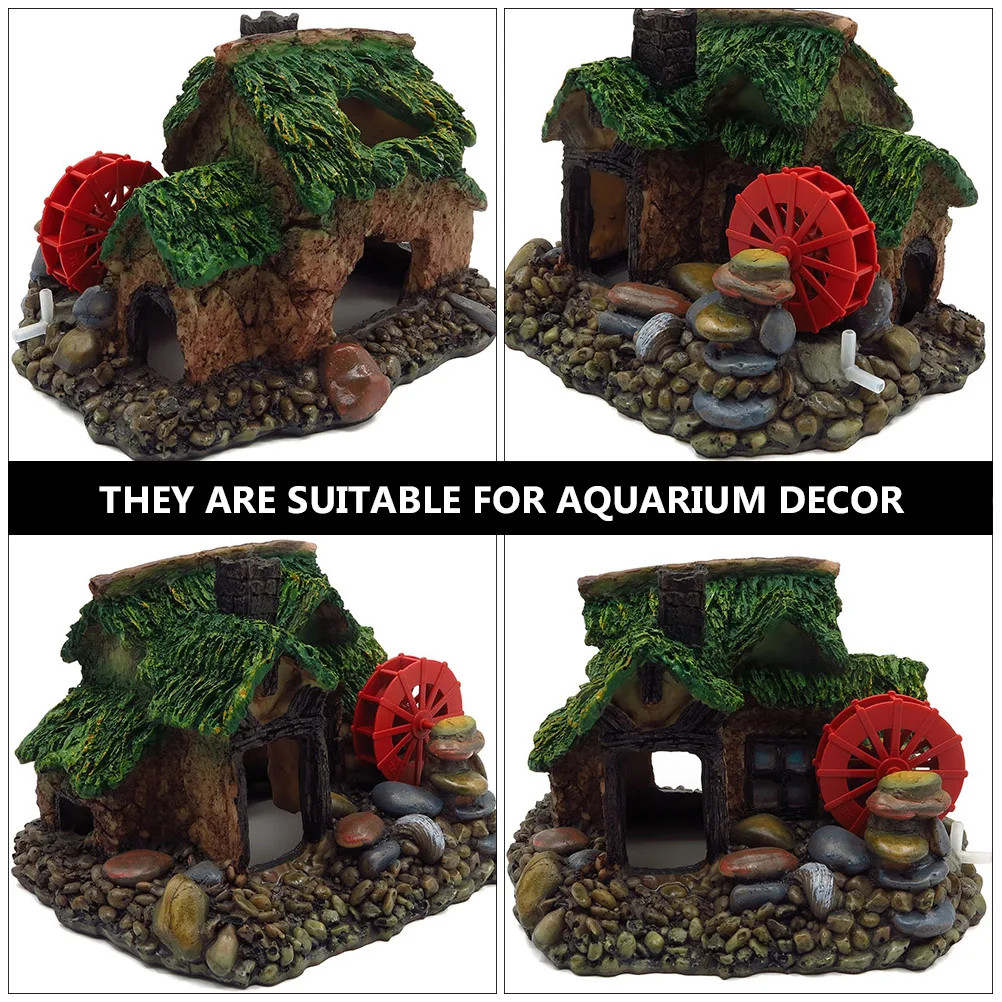 

Aquarium Stone Watermill Resin Ornament Fish Tank Decoration Aquarium Landscape Craft Fish Tank Decoration