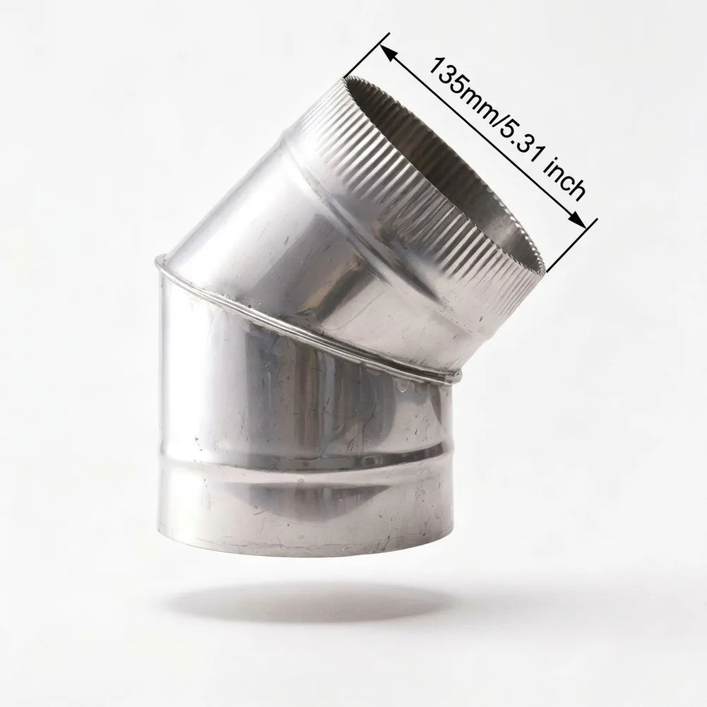 45° Elbow 304 Stainless Steel Pipe Fitting For Fireplace Stove Flue Venting Smooth-Exhaust Duct Connection 12/135mm Tool Parts
