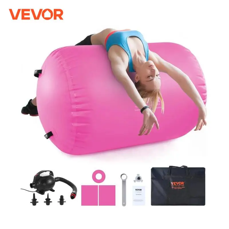 VEVOR Air Mat Tumble Track Air Spot Round Inflatable Air Roller with Electric Pump Tumbling Backbend Trainer for Home Use Gym