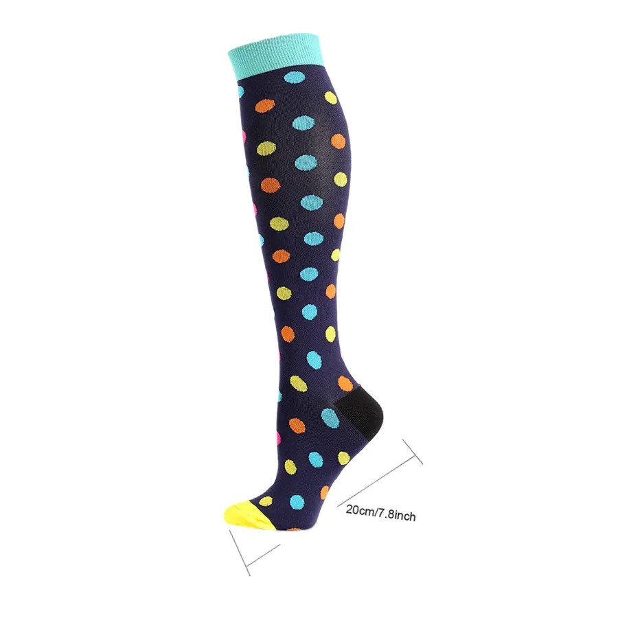 5pairs Fashion Knee High Compression Socks With Color Eye Print Unisex For Hiking Skateboard Rugby Fitness Sport