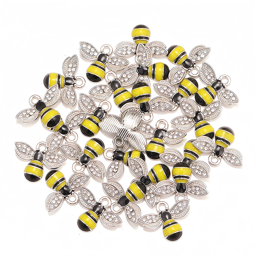 18*14MM Colorful Cute Bee Zinc Alloy Enamel Pendant Charm For Women's Earrings Bracelet DIY Handmade Jewelry Ornamental