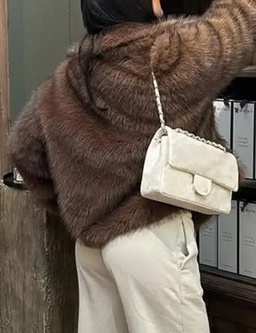 

Women's Jackets 2025 Autumn and Winter Elegant Sexy Minimalist Y2K Hot Girl Vacation Style Plush Long Sleeved Coat, Women's Coat