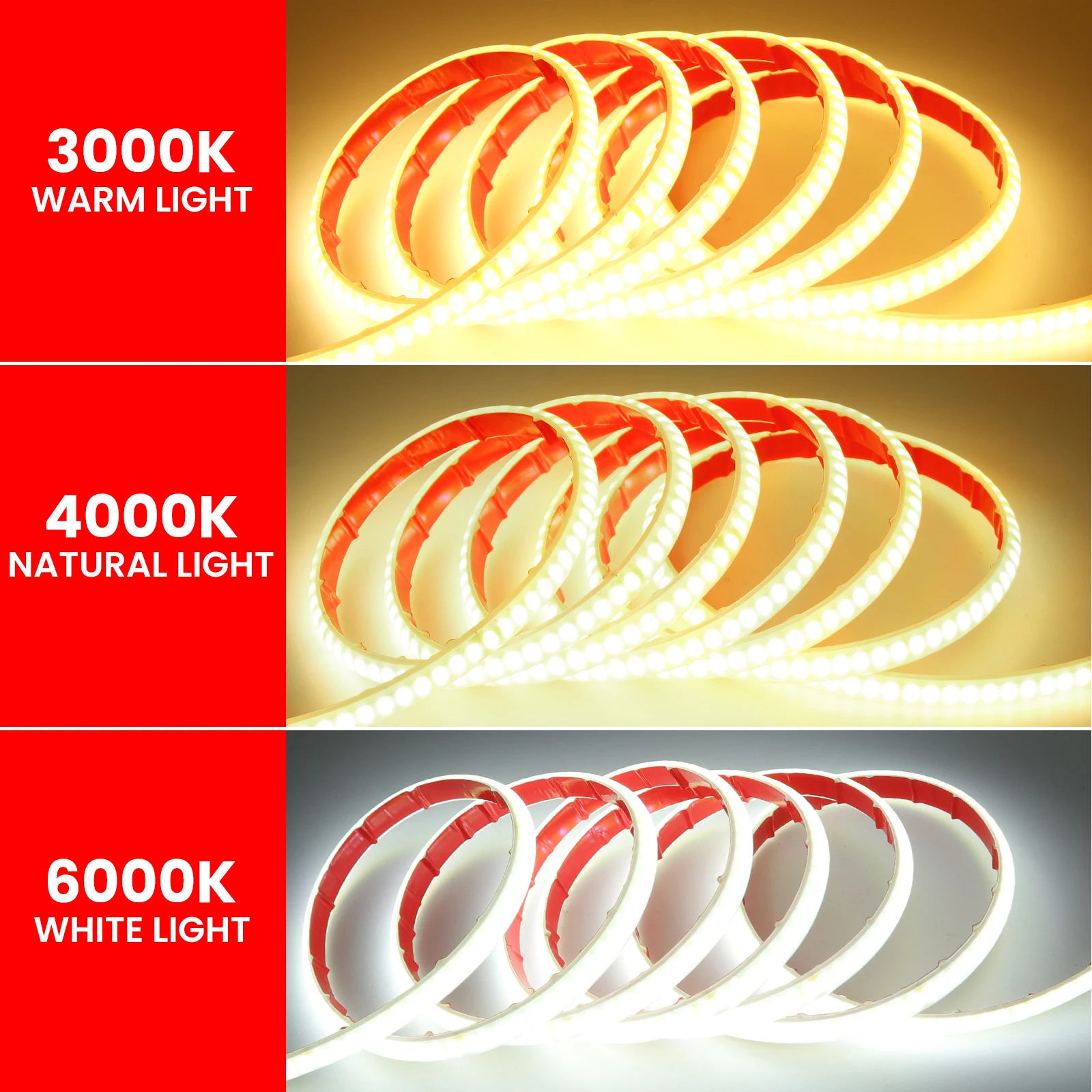 AC 220V COB Strip Waterproof White 3000K 4000K 6000K Home Decor Flexible Ribbon LED Neon Light 1M-35M