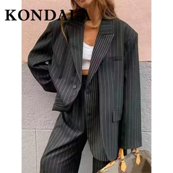 KONDALA 2025 Spring Summer Office Lady Blazers Fashion Chic Casual Solid Single Breasted Elegant Oversized Shrug Women Blazers