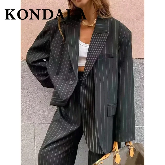 KONDALA 2025 Wiosna Lato Eleganckie Żakiety Biurowe Modne Casualowe Jednolite Kolorystycznie Jednorzędowe Eleganckie Oversize'owe Narzutki Damskie