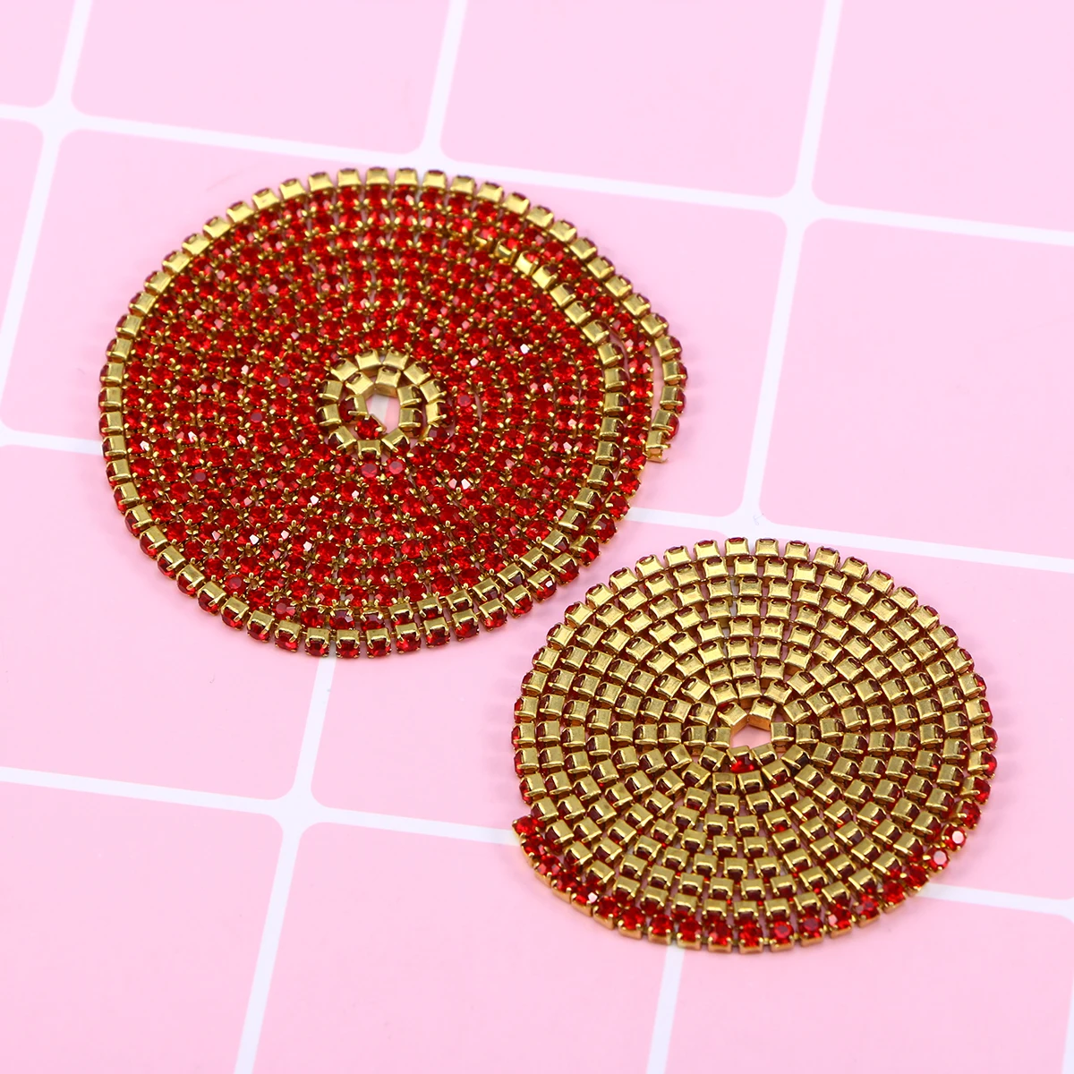 

10 M Chain Jewelry Making Trim Craft Sewing Accessories Red Rhinestones Crystal