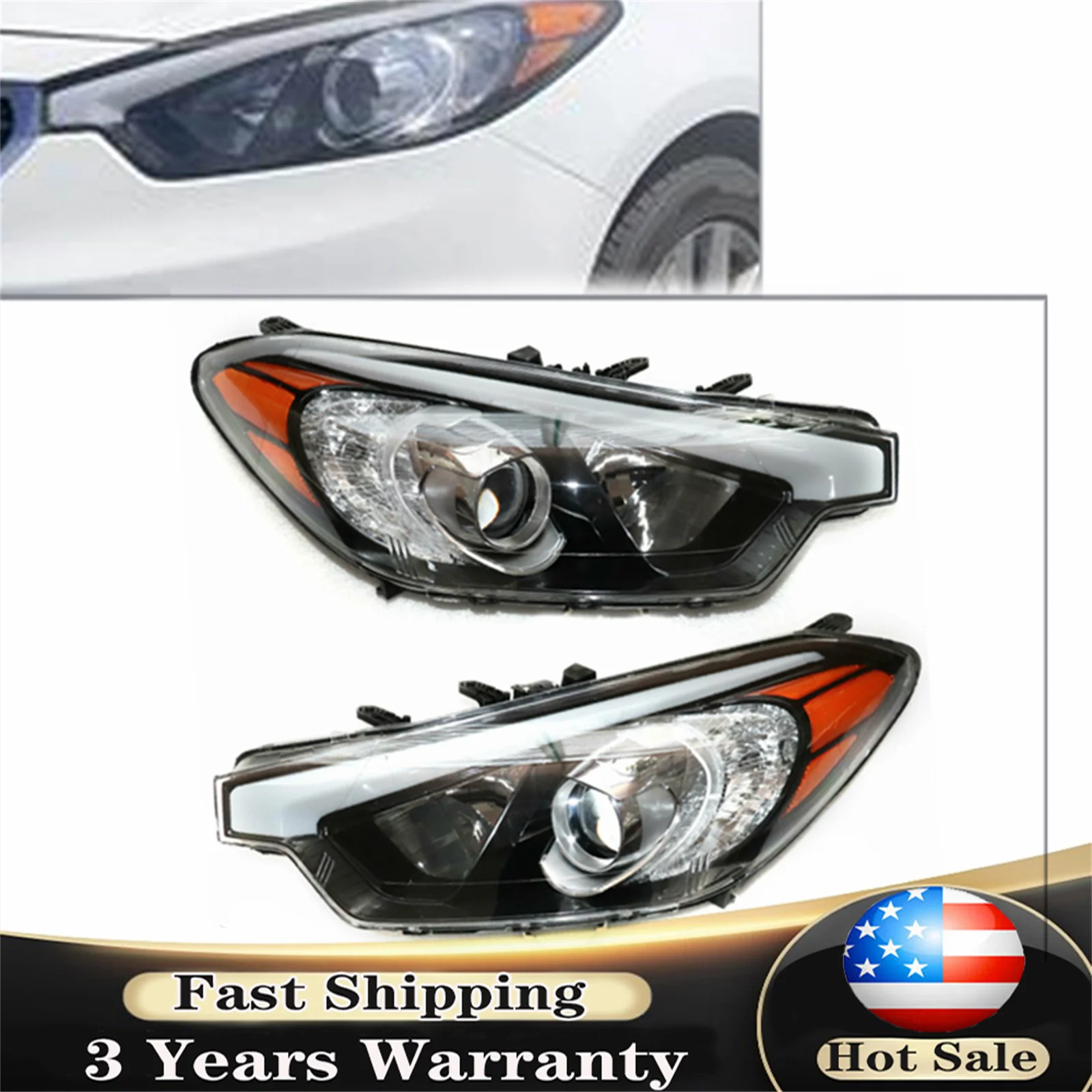 

Auto Halogen Headlights For 2014 2015 2016 KIA Forte Forte 5 Pair Set Left or Right Headlights Assembly