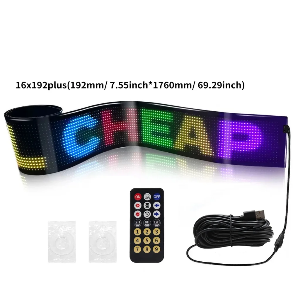 

Гибкий светодиодный рекламный экран, настраиваемая текстовая анимация, управление через приложение, многофункциональное применение для автомобиля и дома