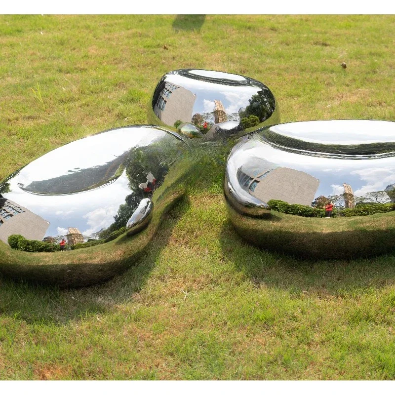 

Modern Park Outdoor Garden Mirror Polished Craft Luxury Color Stainless Steel Bench Sculpture