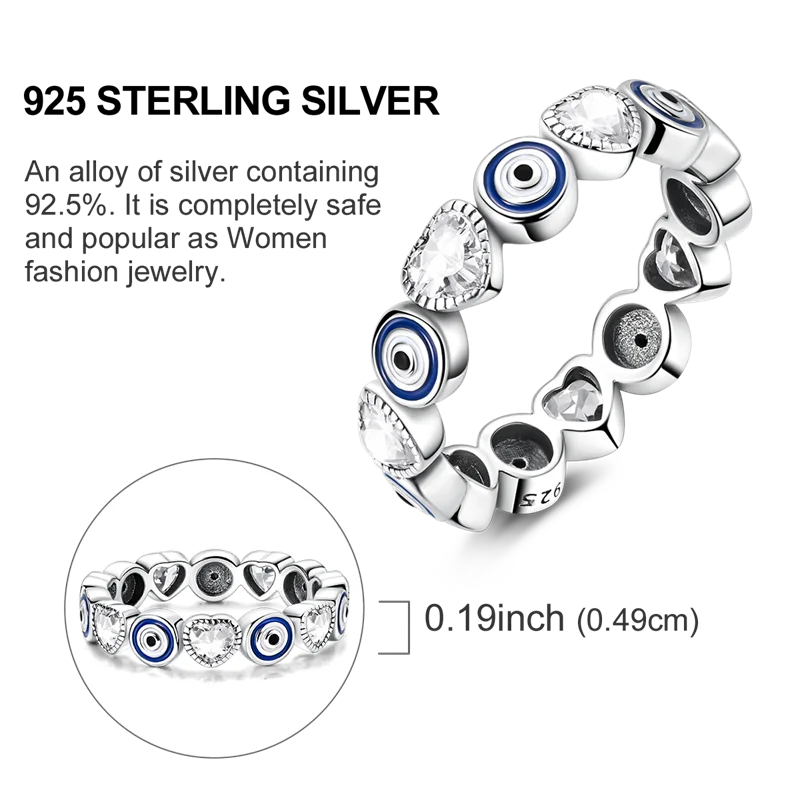 Women's 925 Sterling Silver Devil's Eye Engagement Ring