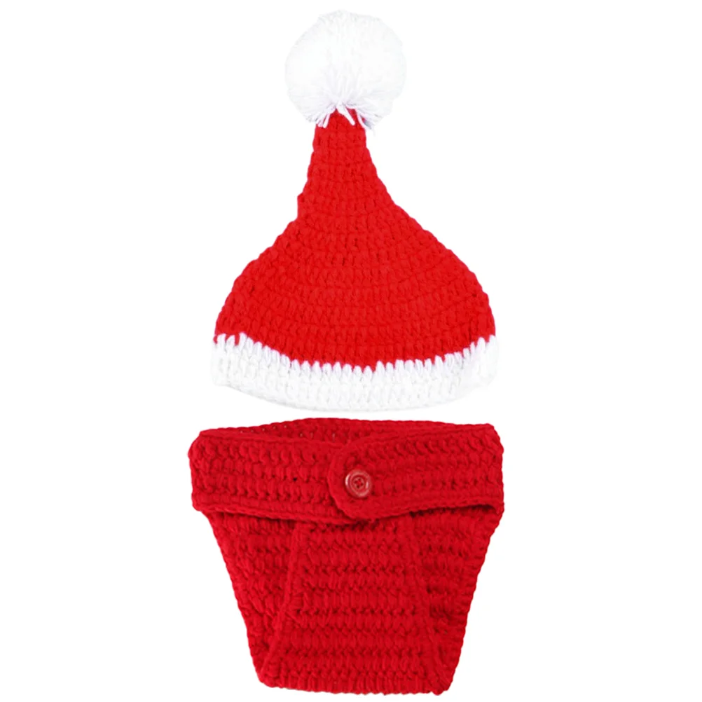 2 Pcs Christmas Photography Kit Newborn Props Baby Knitted Clothes Clothing Set Knitting Costume Xmas Outfits