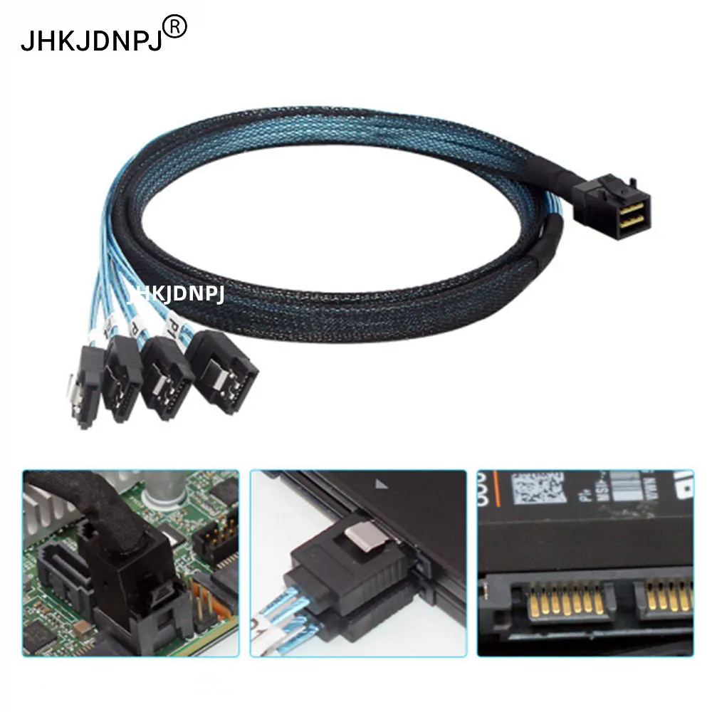 

Mini SAS SFF-8643 to 4 Ports SATA 3.0 7PIN Target Hard Disk Drive Data Extension Cable 50CM 100CM