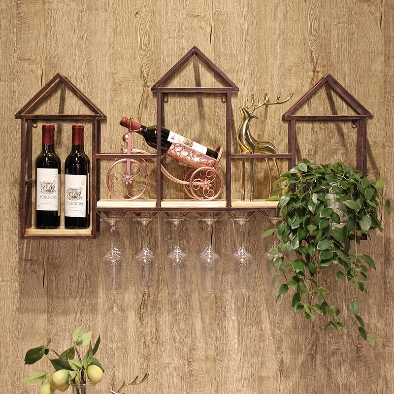 رف حائط، معلق على الحائط، ديكور منزلي صغير، رف زجاجي للنبيذ، زخرفة رأسًا على عقب، رف تخزين، رف نبيذ صناعي #5