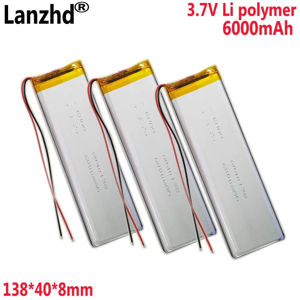 3.7V Li polymer 6000mAh battery For Copper keyboard Tablet battery Laptop Notebook Tablet PC battery 138*40*8mm 8040138