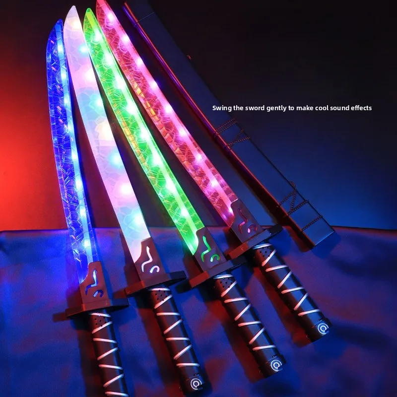 67cm/27.17인치 카타나 검 발광 장난감 코스프레 모델 소품 게임 주변기기 칼집 포함 다채로운 연습용 전시 장식품 선물