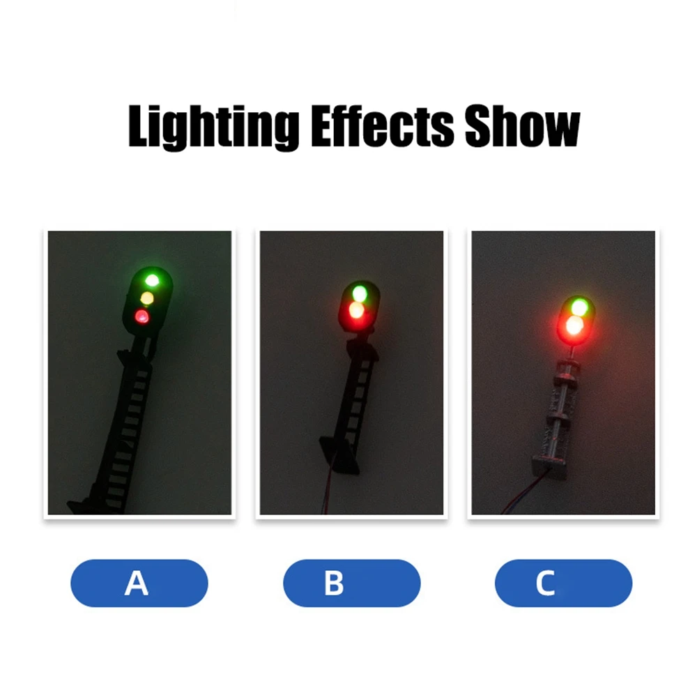 3Pcs HO Scale 1:87 Railroad Train Model Signal Traffic Lamp Miniature LED Signal Light 3V with Resistors Railway Scenes Layout