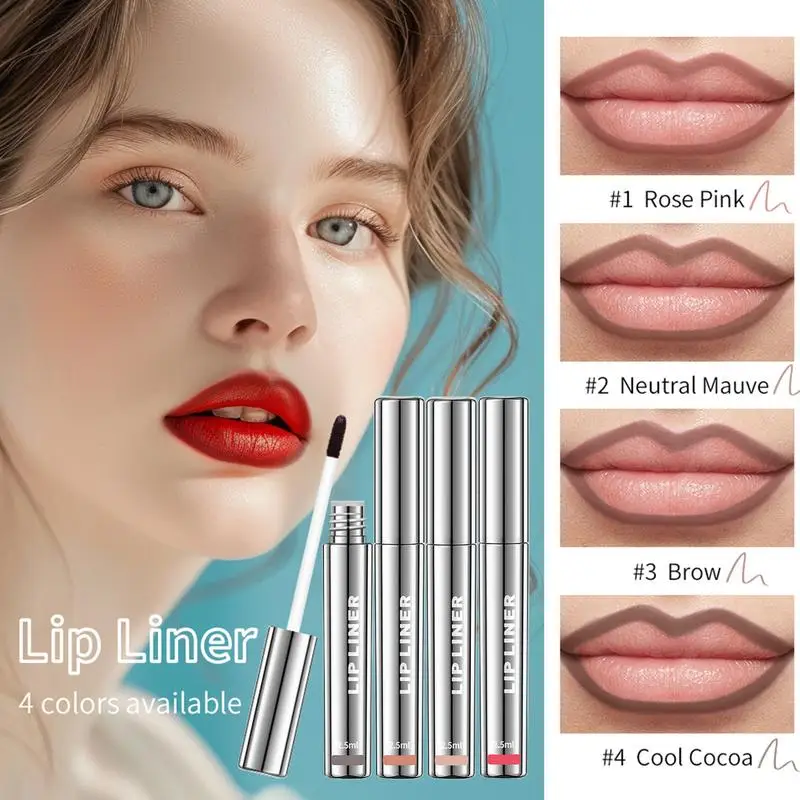 4 colori Peel Off Lip Liner Matita per labbra opaca altamente pigmentata Tattoo Matita per labbra impermeabile a lunga durata Lucidalabbra antiaderente