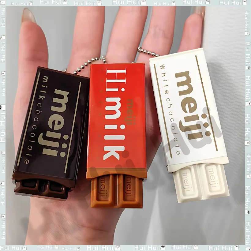 Auténtico Juguete Antiestrés de Chocolate Meiji, Estilo Japonés, Miniatura de Simulación, Llavero con Colgante para Aliviar el Estrés