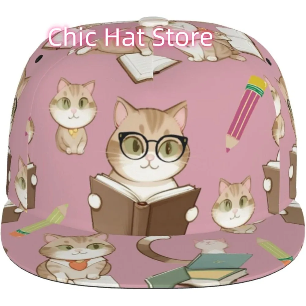 Cat Study Adjustable Baseball Cap Snapback Hats Flat Bill Trucker Hats for Women Men Unisex Outdoor Sports