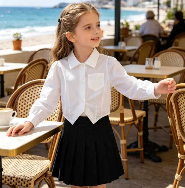 Girls Shirt 2026 Spring and Autumn New Children's Clothing Korean Style Girl Baby Temperament Pure Cotton Stand Collar Shirt